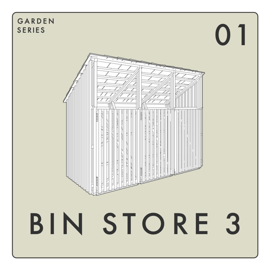 Guide overview for a garden bin store design. Sleek architect-designed structure that is part of the Maekr Garden Series